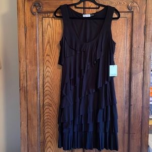 NWT - Calvin Klein - 12 - Nice Black tiered sleeveless dress - casual or dressy